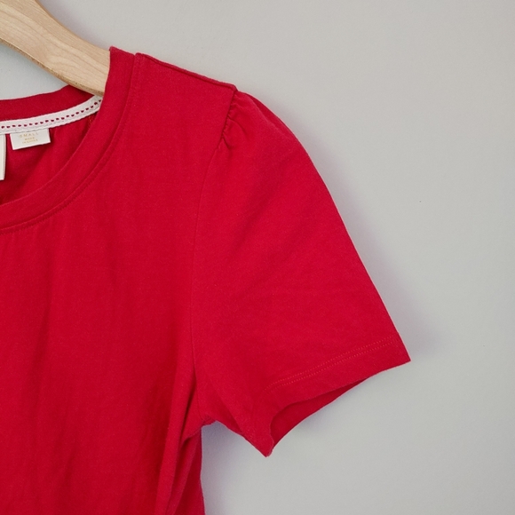 Anthropologie Maeve Dakota Short Sleeve T-Shirt Belted Wrap Top Red Small - Picture 8 of 16